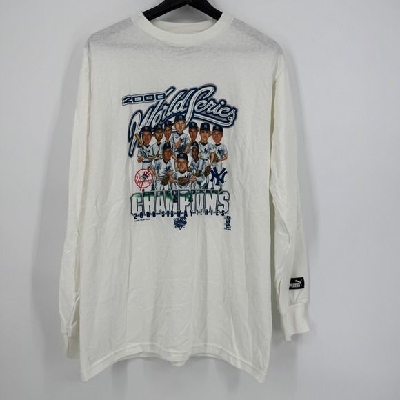 Vintage 2000 World Series Youth New York Yankees Puma Long Sleeve T Shirt XL - Picture 2 of 12